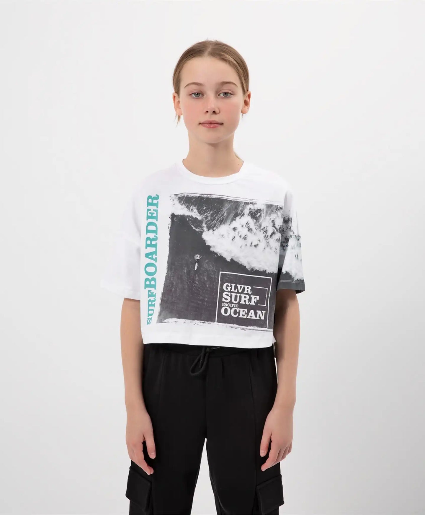 Tricou cu umeri decupați și decor asimetric, alb, Gulliver