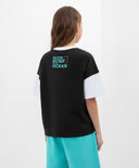 Тениска свободна форма с вертикален принт бяла Gulliver