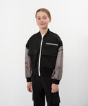 Суитшърт с цип от мек футер и тънък полупрозрачен шушляк сив Gulliver