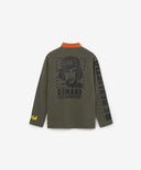 Поло тениска с дълъг ръкав от пике в модерен практичен цвят хаки Gulliver