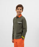 Поло тениска с дълъг ръкав от пике в модерен практичен цвят хаки Gulliver