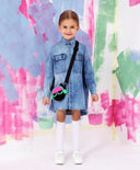 Рокля тип синя за МОМИЧЕ основен изглед