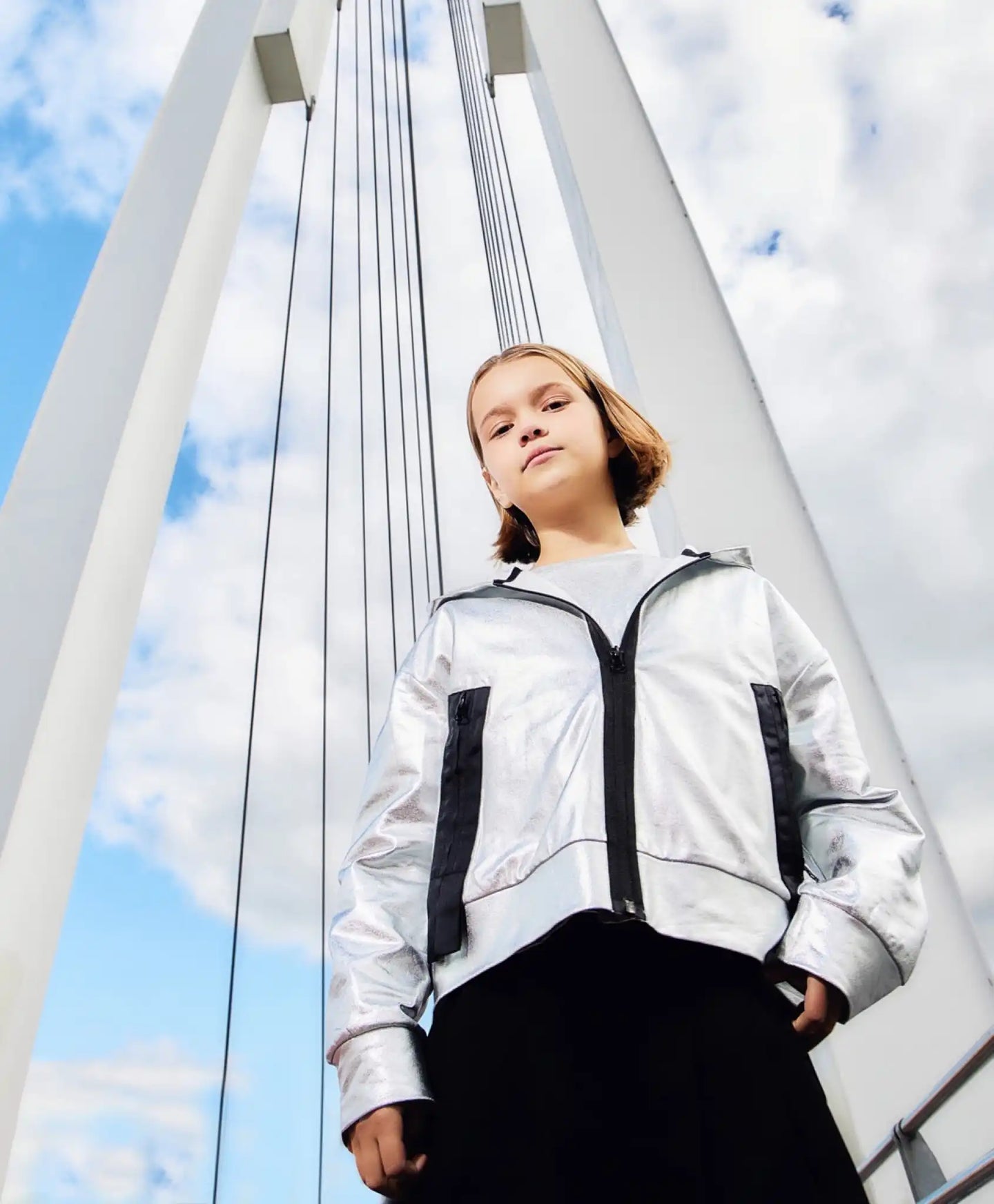 Hanorac argintiu cu fermoar Gulliver