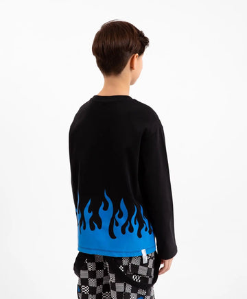 Tricou cu mâneci lungi cu imprimeu mare negru, Gulliver