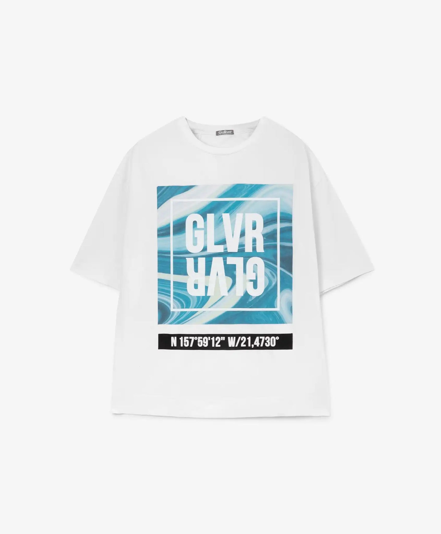 Tricou cu mânecă scurtă și imprimeu mare, alb, Gulliver