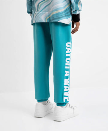 Pantaloni din neopren cu curea și manșete elastice, turcoaz, Gulliver