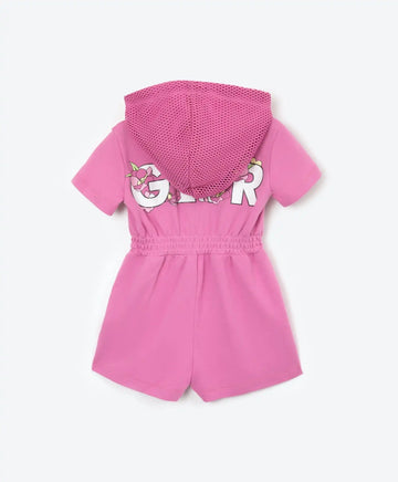 Salopetă tricotată cu glugă – roz, Gulliver