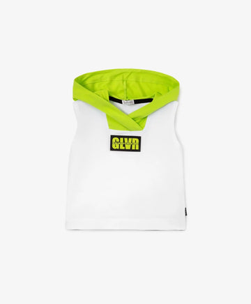 Tricou tricotat cu glugă, alb, Gulliver