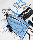 Hanorac alb cu imprimeu interesant pentru fete Gulliver