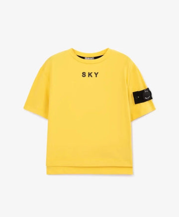 Tricou galben cu decor laconic pentru băiat, Gulliver