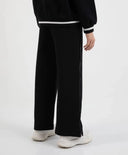 Pantaloni tricot cu nasturi pe cusăturile laterale, negri, pentru fată, Gulliver