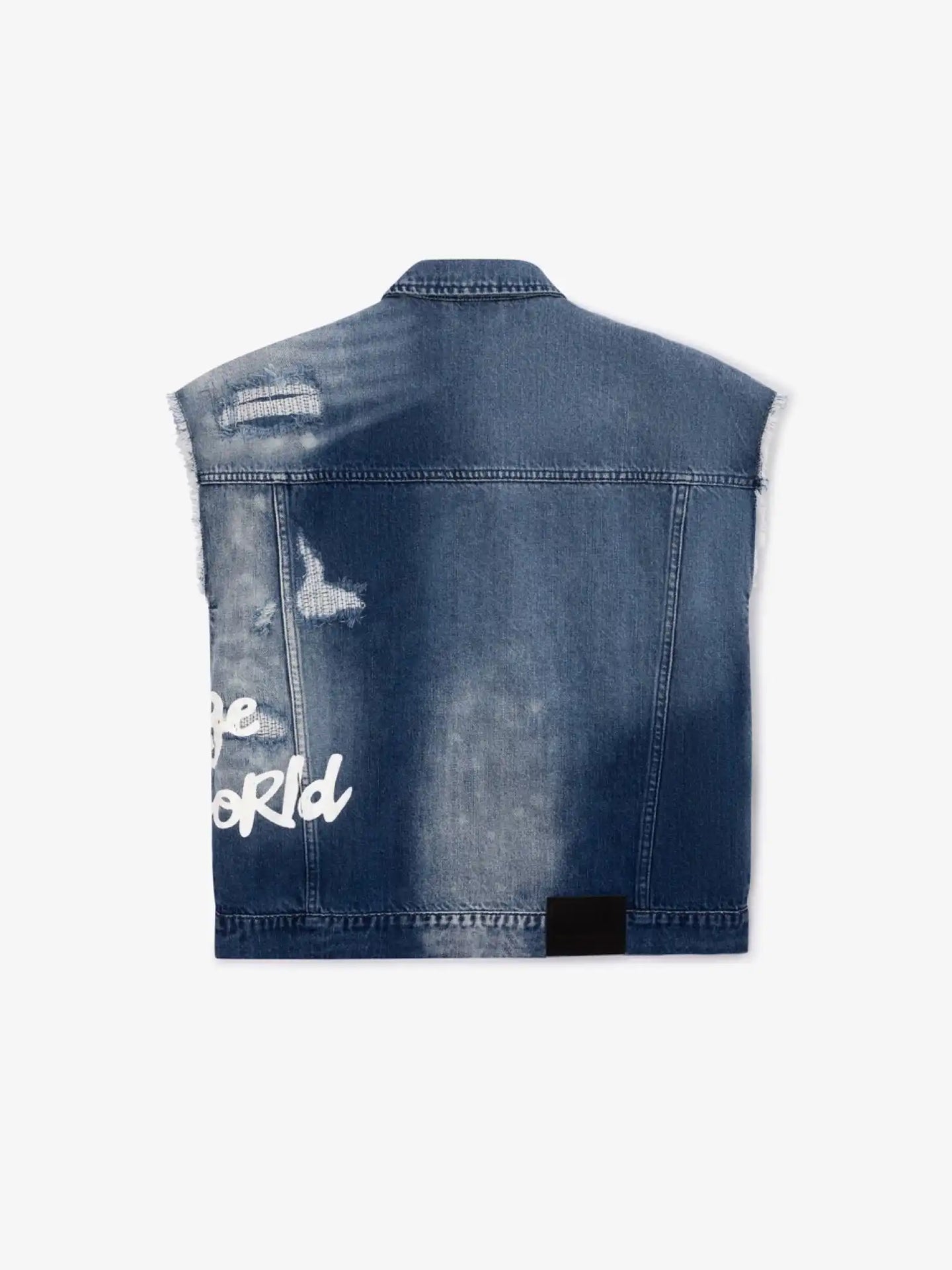 Vestă din denim albastră, cu efect de deteriorare, pentru fete, Gulliver