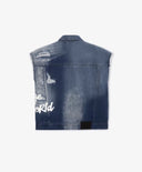 Vestă din denim albastră, cu efect de deteriorare, pentru fete, Gulliver