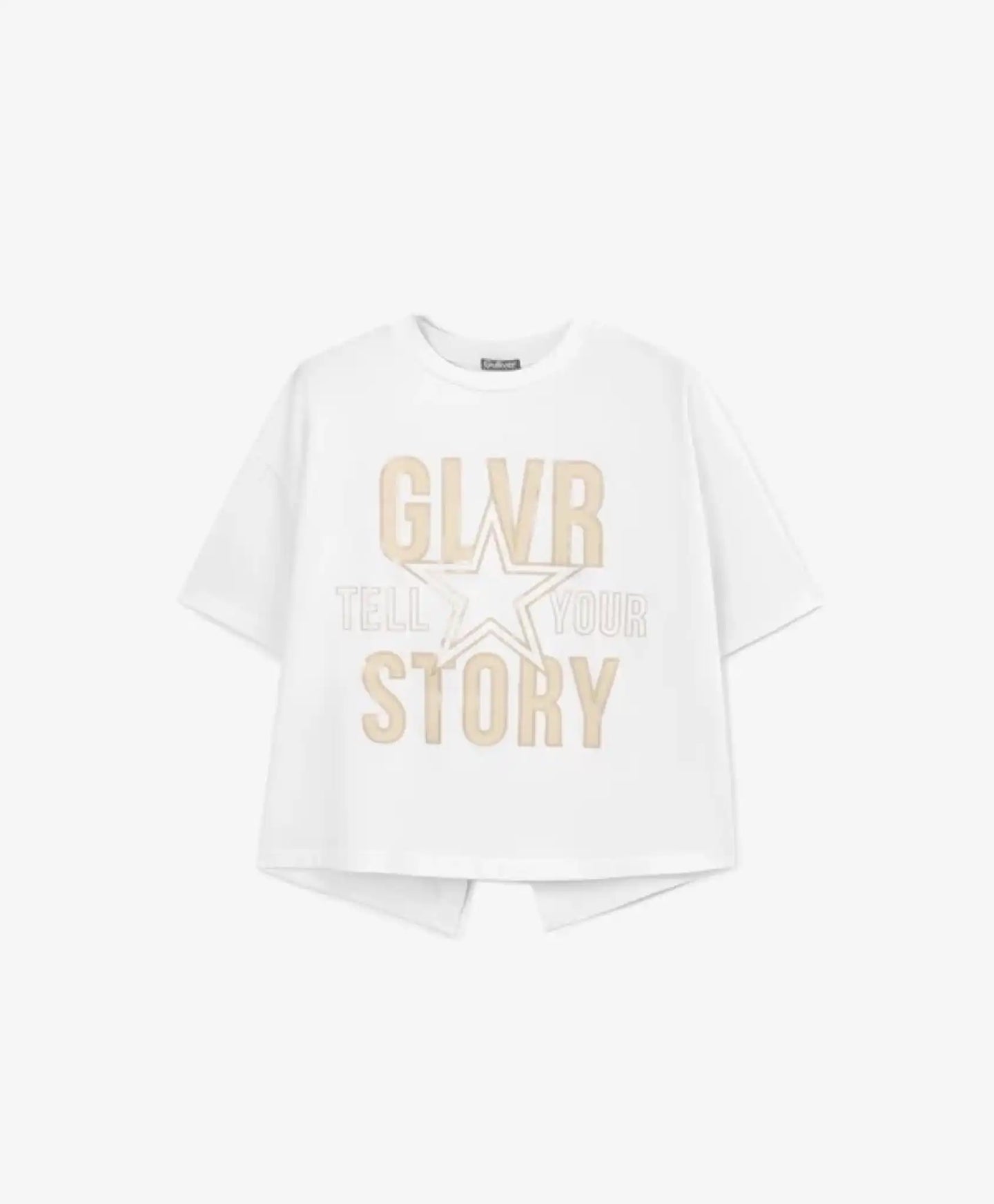 Tricou cu accent pe spate, alb, pentru fată, Gulliver