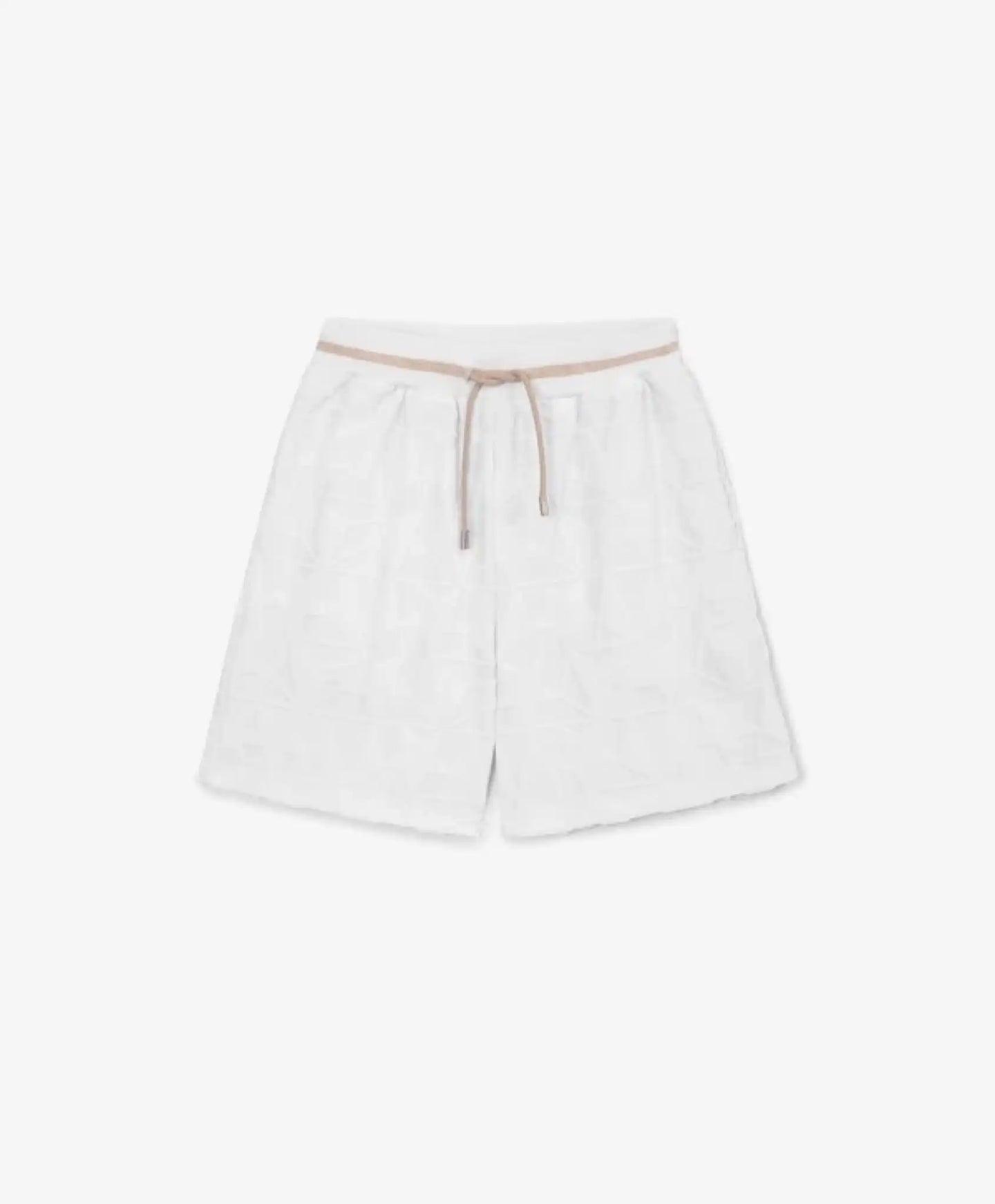 Pantaloni scurți din frotir alb, cu design geometric texturat, pentru fată, Gulliver