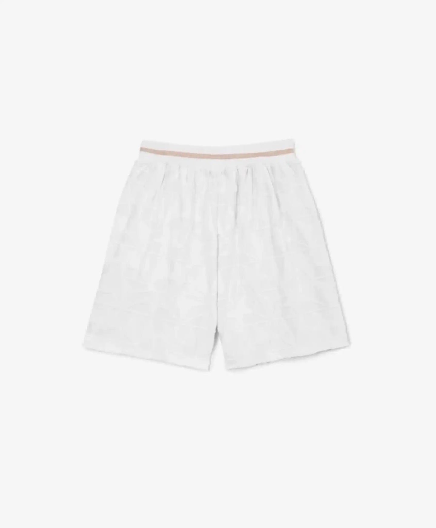 Pantaloni scurți din frotir alb, cu design geometric texturat, pentru fată, Gulliver