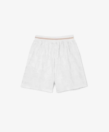 Pantaloni scurți din frotir alb, cu design geometric texturat, pentru fată, Gulliver