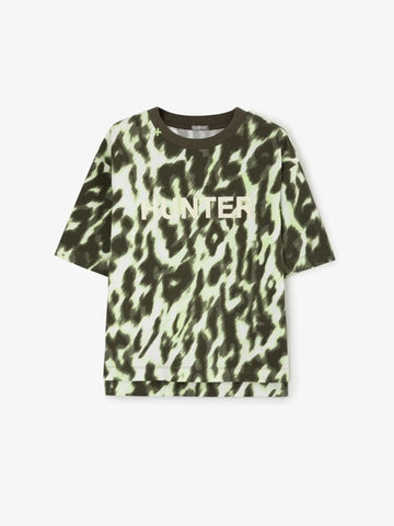 Tricou oversize cu imprimeu stilizat animalier, Gulliver