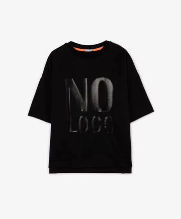 Tricou cu imprimeu lucios în culoarea materialului de bază, negru, pentru băiat, Gulliver