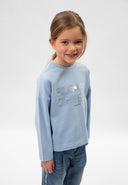 Светлосиня блуза с дълъг ръкав и удължен гръб от Gulliver