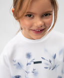 Tricou pentru fată cu imprimeu floral și decorațiune cu paiete, alb, Gulliver