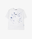 Tricou pentru fată cu imprimeu floral și decorațiune cu paiete, alb, Gulliver