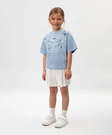 Tricou pentru fată cu imprimeu și decorațiune cu paiete, albastru, Gulliver