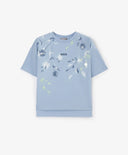 Tricou pentru fată cu imprimeu și decorațiune cu paiete, albastru, Gulliver