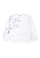 Бял суитшърт с асиметричен флорален десен от Gulliver