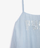 Rochie-sărafan pentru copii, albastră, din viscoză subțire și semi-transparentă, Gulliver.