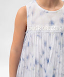 Rochie pentru copii, albă, din plasă plisată cu model floral și căptușeală, Gulliver.