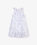 Rochie pentru copii, albă, din plasă plisată cu model floral și căptușeală, Gulliver.