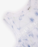 Rochie pentru copii, albă, din plasă plisată cu model floral și căptușeală, Gulliver.