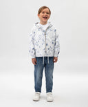 Jachetă pentru fată din material matlasat, cu imprimeu floral, albă, Gulliver