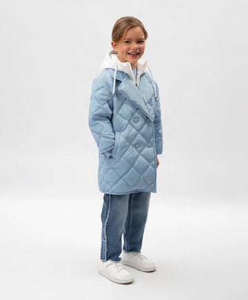 Palton căptușit pentru copii cu guler detașabil, albastru, Gulliver