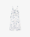 Salopetă albă cu motiv floral din poplin, Gulliver