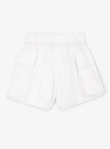 Pantaloni scurți pentru fată, din material textil, cu buzunare cargo, albi, Gulliver