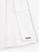 Pantaloni scurți pentru fată, din material textil, cu buzunare cargo, albi, Gulliver