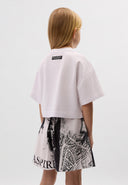 Бяла скъсена тениска с паднала линия на раменете от Gulliver