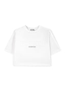 Бяла скъсена тениска с паднала линия на раменете от Gulliver