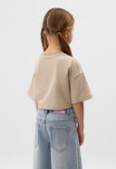 Бежова скъсена тениска с връзки от Gulliver