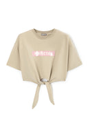 Бежова скъсена тениска с връзки от Gulliver