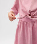 Rochie pentru copii, roz, din tricot, cu mâneci scurte, care imită un compleu, Gulliver.