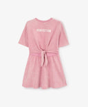 Rochie pentru copii, roz, din tricot, cu mâneci scurte, care imită un compleu, Gulliver.