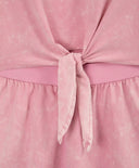 Rochie pentru copii, roz, din tricot, cu mâneci scurte, care imită un compleu, Gulliver.