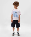 Tricou cu mânecă scurtă pentru băiat, alb, cu imprimeu, Gulliver