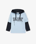 Longsleeve cu glugă pentru băieți cu imitație de straturi și imprimeu albastru Gulliver