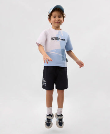 Pantaloni scurți pentru băiat, cu imprimeu din pique, bleumarin, Gulliver