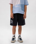 Pantaloni scurți pentru băiat, cu imprimeu din pique, bleumarin, Gulliver