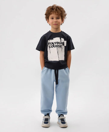 Pantaloni jogger pentru băiat, din footer, albaștri, Gulliver